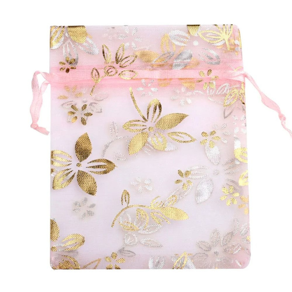 20 stk./parti Organza smykkeposer Gavepakningsposer LYSEROSA Light Pink 13x18cm