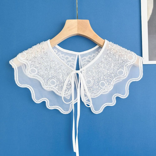 Falsk krage Dingzhu sjalkrage HVIT White