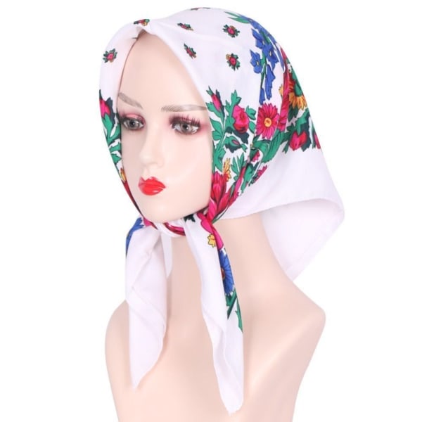 Rose Flower Print Head Scarf Printed Scarf Sjal LAKE BLUE Lake blue