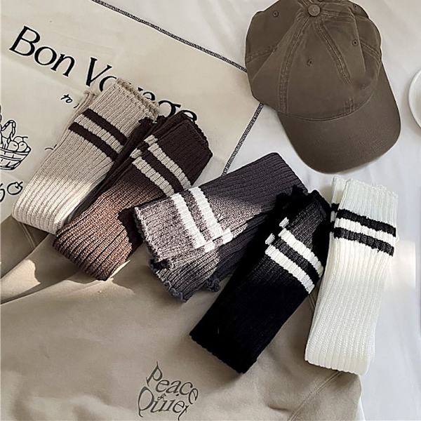1 Par Lange Strikkestrømpe Crew Sokker BEIGE Beige