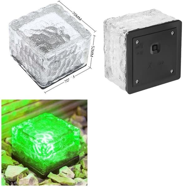 Solcelle Isblokk Bakkelampe i Glass, Solcelle Isbitblokk white