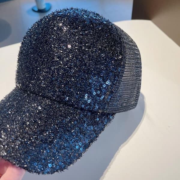 Baseballcaps med paljetter, krystall silke solhatt, GRÅ grey