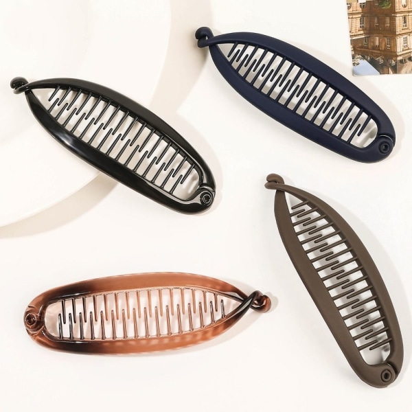 Fiskformad hårnål Hästsvans Banan Hårklämma KHAKI MATTE Khaki Matte-Matte