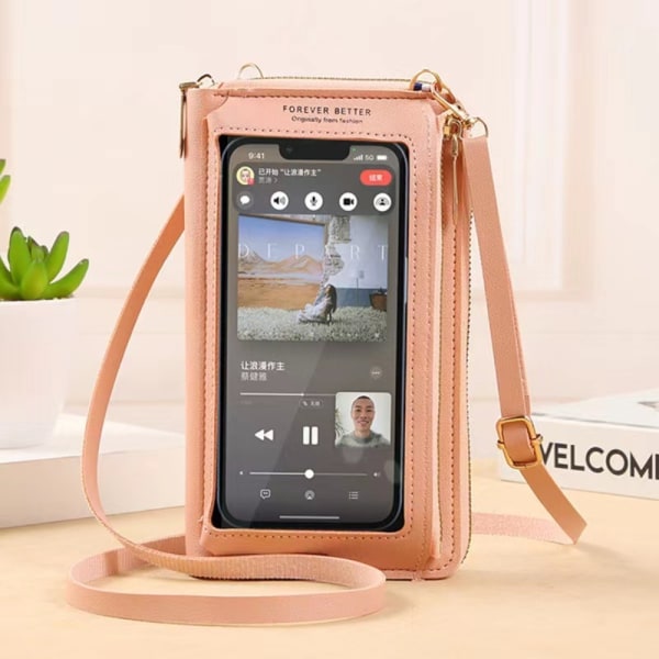 Touch Screen Mobiltelefon Veske Liten Messenger Bag ROSA Pink