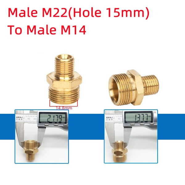 1 stk. slangestik han-hun-adapter M22(15MM) TIL M14 M22(15mm) to M14