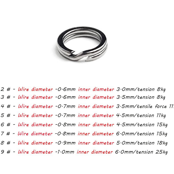 Fish Connector Fiskedelte ringer 9-(1,0 X ID6,0)MM 9-(1,0 X 9-(1.0 X ID6.0)mm