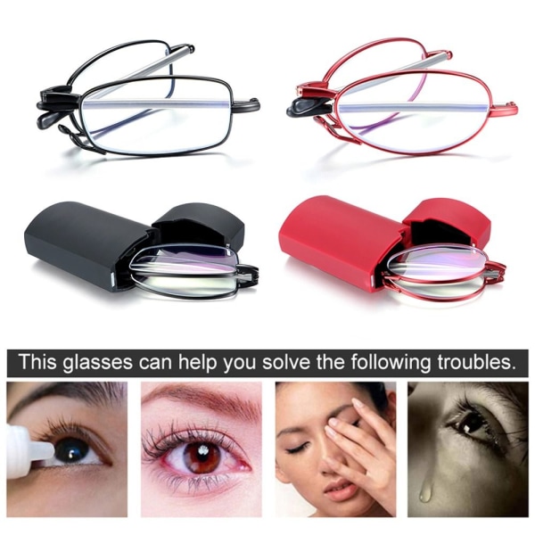 Vikbara läsglasögon Presbyopia Glasögon RÖD STYRKA 1,0X Red Strength 1.0x-Strength 1.0x