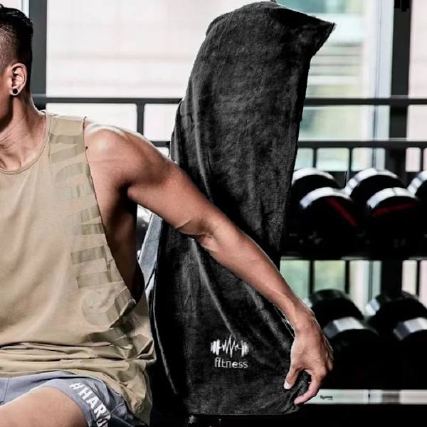 Hurtigttørrende håndklæde Gym Fitness håndklæde SORT black