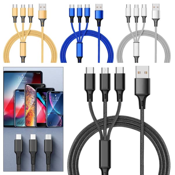 3-i-1 Rask USB-ladekabel Telefonlader GULL Gold