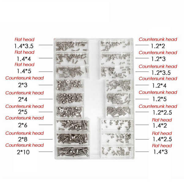 500 st/set Urskruvar Glasögon Skruvar S S S