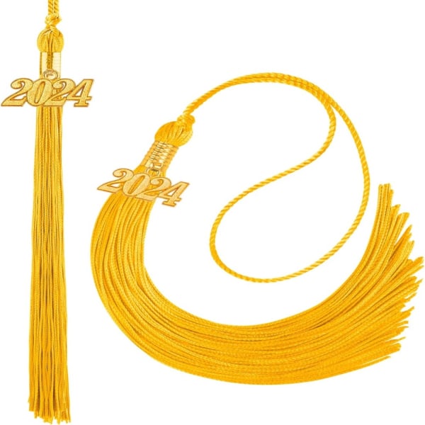 5 STK 2024 kvast graduering lang 2024 kandidater kvast GUL Yellow