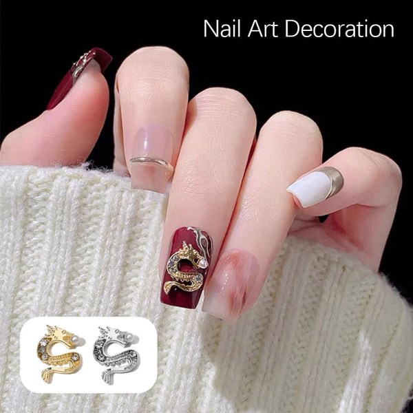 10st Naglar Ornament Dragon Nail Art GULD Gold