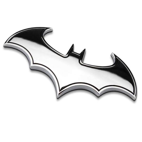 2 stk Bat Car Badge Bat Shape Badge Metal Emblem Sticker SØLV silver