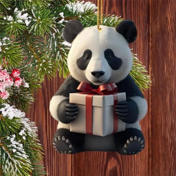 Christmas Panda Nøkkelring Anheng Juletre Ornament 8 8 8