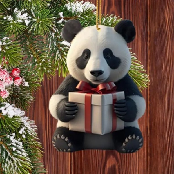 Christmas Panda Nyckelring Hängande Julgransprydnad 8 8 8