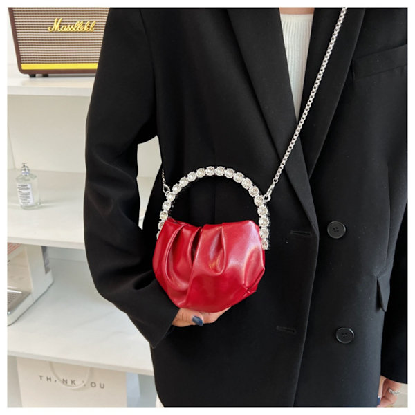 PU Läder Handväska Mini Crossbody Väska RÖD Red