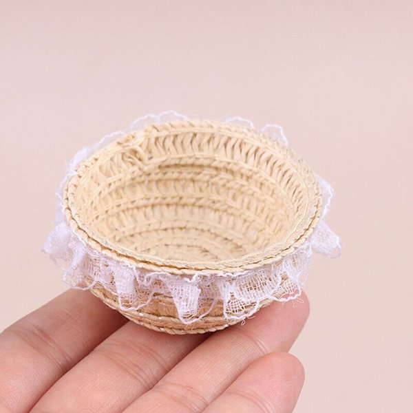 Mini Korgfläta Dockskåpskorg BEIGE Beige