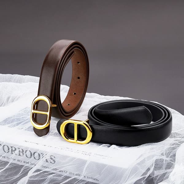Läder Midjeband Legering Fjäril Spänne Bälte KAFFE coffee