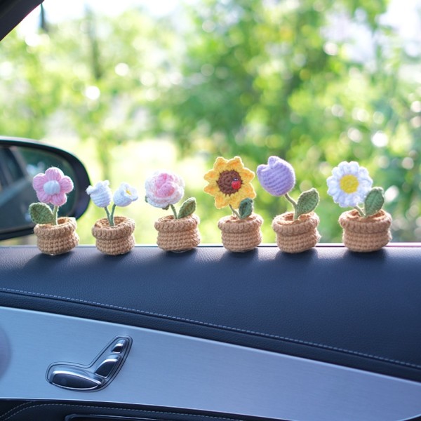 Håndvævede ornamenter Blomsterdekorationer i potte A A A
