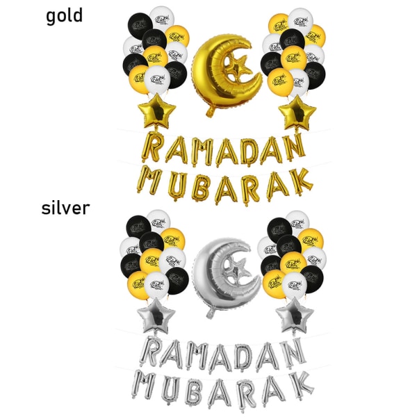 29 st Eid Mubarak Ballonger Ramadan Mubarak GULD gold