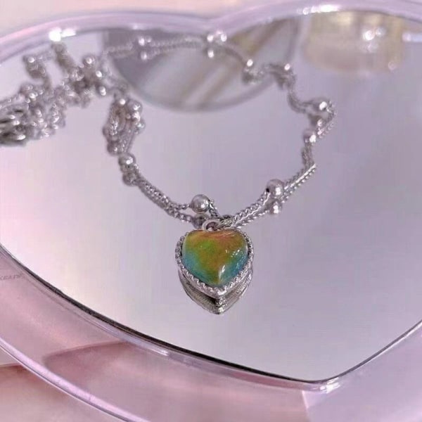 Heart Mood anheng Halskjede Halskjede Peach Heart Chain