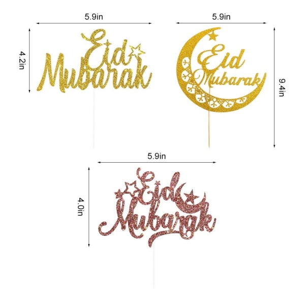 5 st Eid Mubarak Baking Cupcake Toppers D D