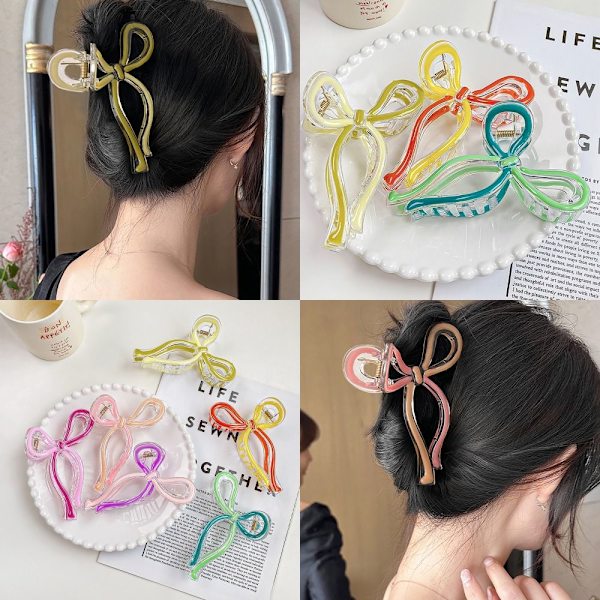Shark Claw Clips Bow Hair Claw Clip VAALEENVIHREÄ LIGHT GREEN