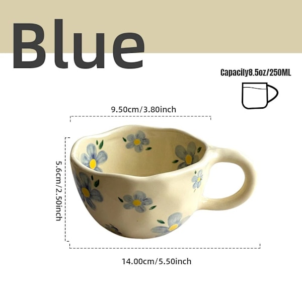 Kaffekoppar Havregrynsfrukost mugg BLÅ BLOMMA BLÅ BLOMMA Blue flower