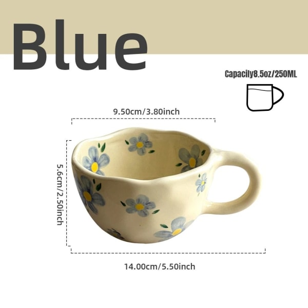 Kaffekopper Havregryn frokostkrus BLÅ BLOMST BLÅ BLOMST Blue flower