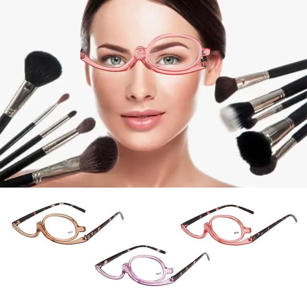 Roterende Makeup Læsebriller Foldbare Briller PINK Pink Strength 1.50-Strength 1.50