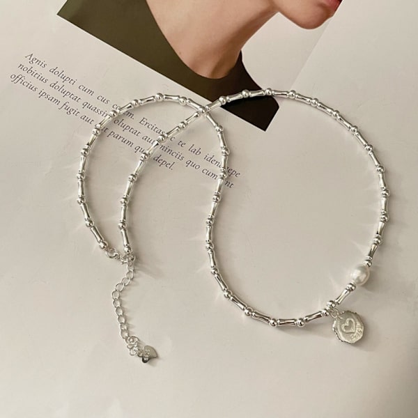 Sydämen muotoinen helmirannekoru kaulakoru bambusolmuinen rannekoru Bracelet