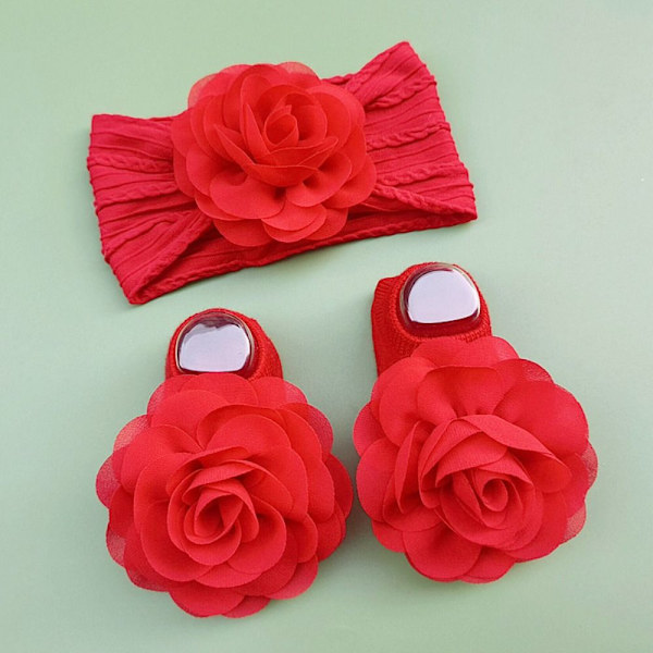 3st/ Set Pannband Strumpor Set Cap Socks Set RÖD red