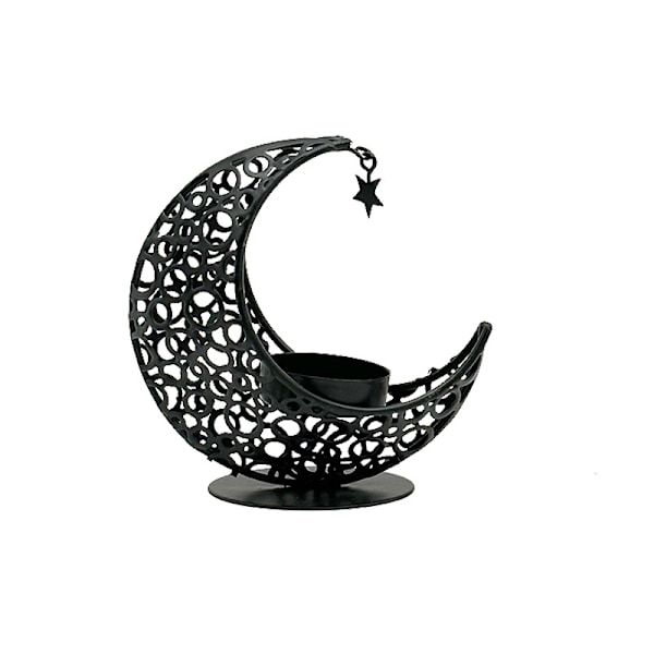2025 Eid Mubarak Ramadan Kareen Ljusstake i järn, tredimensionell månljuskopp, dekoration till vardagsrummet Black