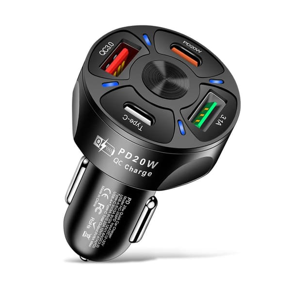 Type-C USB Biloplader Telefonoplader Stik SORT black