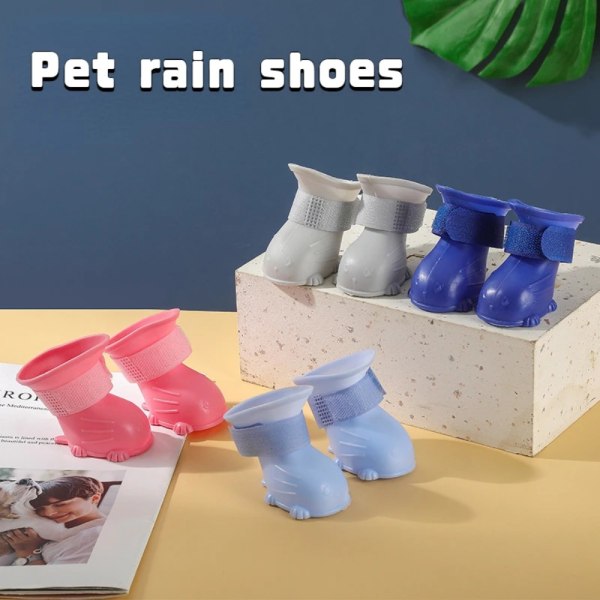 4 STK/sett Pet Regnsko Hundesko BLÅ L blue L