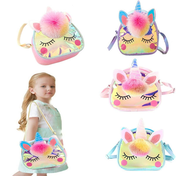 Sarjakuva Lasten Pehmo Unicorn Meikkilaukku Kosmetiikkalaukku Multicolor