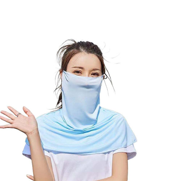 lce Silk Bandana Cool Face Scarf BLÅ Blue