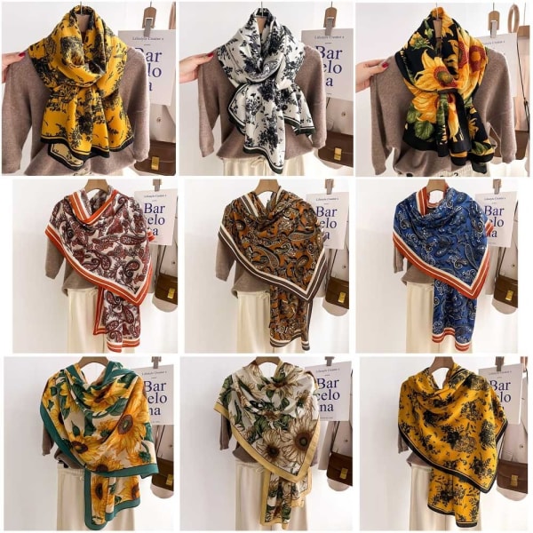 Strandsjal 90x90cm Sidenscarf 4 4 4