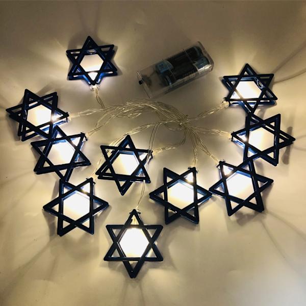 1,65M 10LED Hanukkah Ornament David Star String Lights Blue