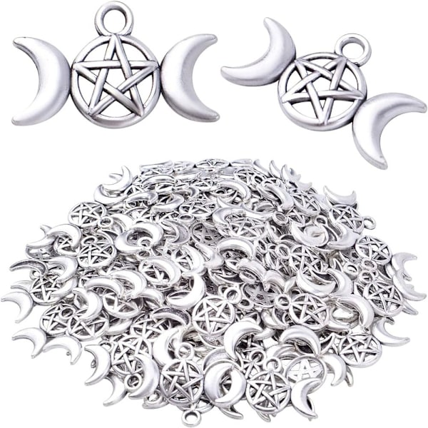 Moon Charms Antikke sølv Pentagram Pentagram Moon Charms