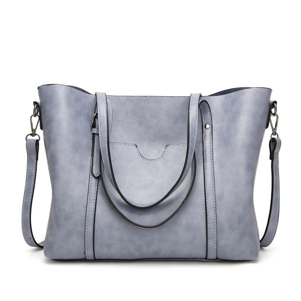 Minimalistisk Læder Håndtaske Shopper GRÅ Grey