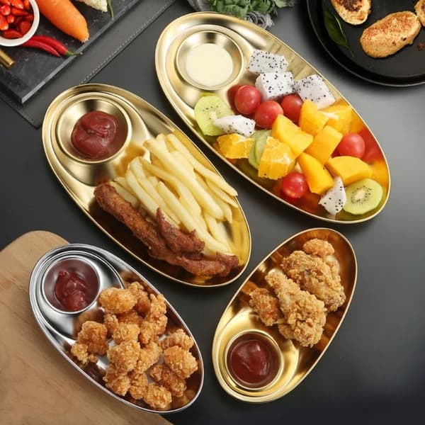 Middag Bakke Snack Skål SØLV L Silver L