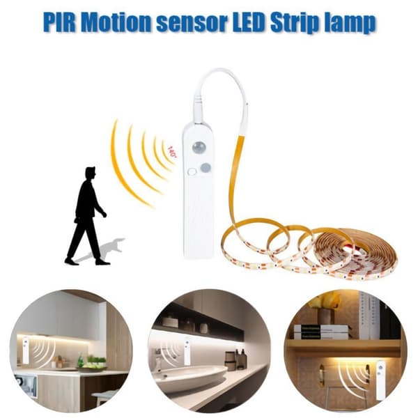 LED Lysstripe PIR Bevegelsessensor VARM HVIT 2M Warm white 2m