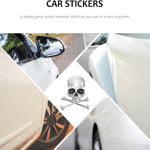 2 stk Kraniet Crossbone Emblem Stickers Kraniet Skeleton Car Emblem