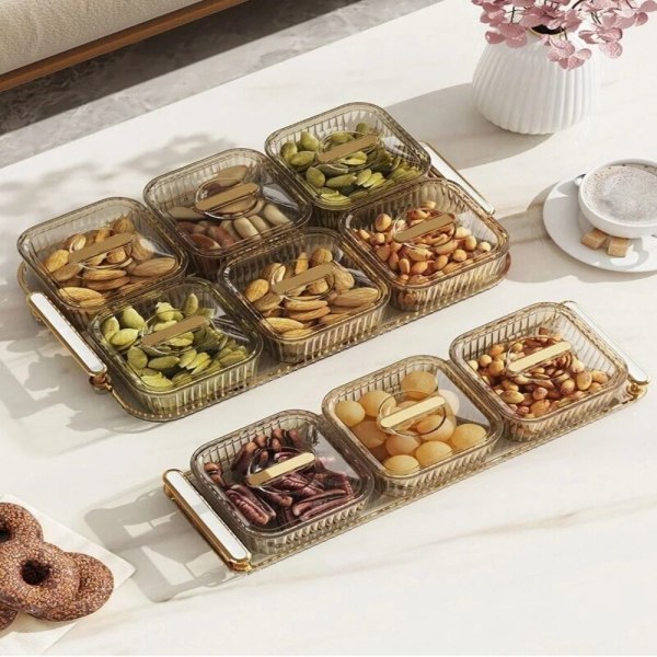 3/4/6 Grid Frugttallerken Tør Frugt Opbevaringsboks GULD 4 GRID 4 GRID Gold 4 Grid-4 Grid