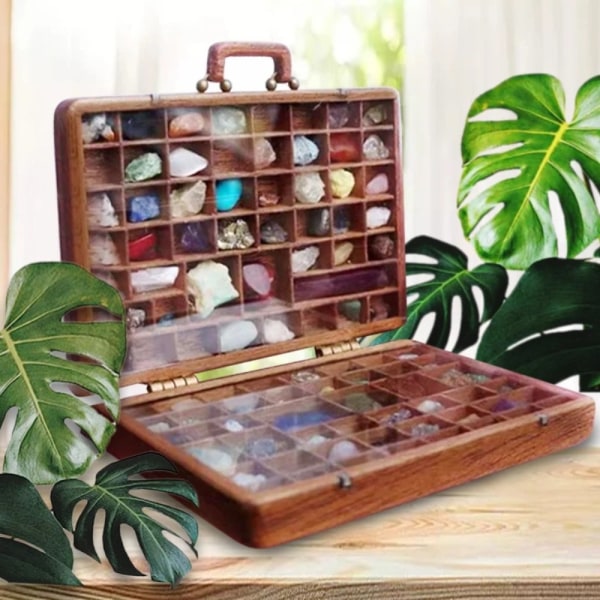 Rock Collection Box Crystal Display Case Gems Opbevaringsboks