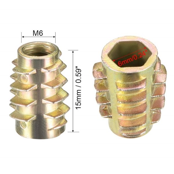 50 stk Gevindindsatser Møtrikker Møbler Skru-i M6X13MM M6x13mm
