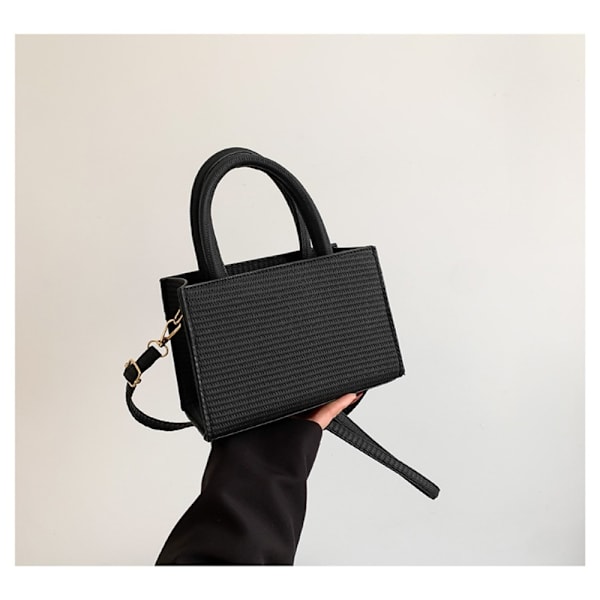 Skuldertaske Vævet mønstertaske SORT Black