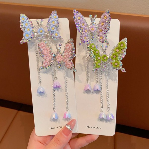 Rhinestone Butterfly Hårnål Butterfly Bangs Side Clip FARVE 4 Color 4