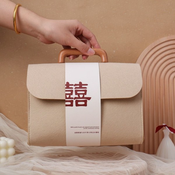Filt mulepose Bryllupshåndtaske BEIGE M beige M